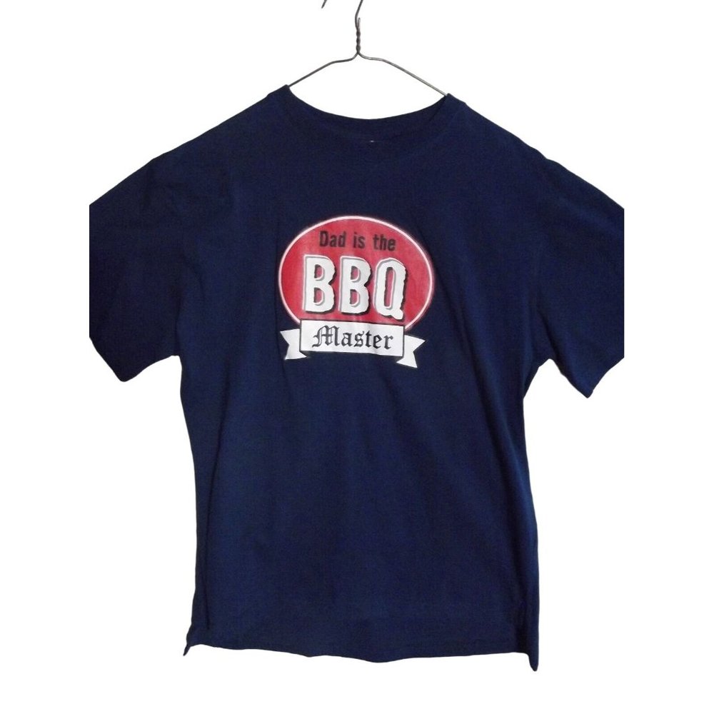 Mens Medium "DAD IS THE BBQ MASTER" Shirt Father's day m teal blue